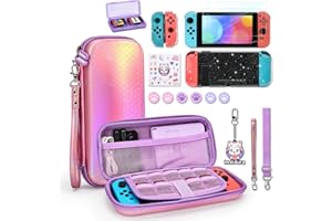 IA INNOAURA Étui de Switch Sac pour NS Switch Housse de Switch, innoaura 16 en 1 Switch Accessoires Bundle, Coque de Pretty Switch Boîtier, Switch Protection D'écran, Switch Sac Rangement Jeu (Rose La Sirène)