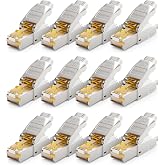 deleyCON 12x CAT 7 Network Connector RJ45 Tool-Free Shielded Network Plug 10 Gbit/s 600 MHz For Rigid Patch Cable Raw Cable R