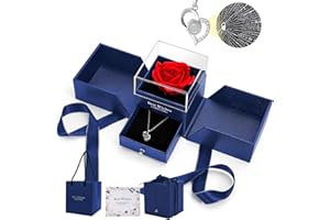 TANGDOUJM Eternal Rose 100 Languages I Love You Necklace - Preserved Flower Gift for Women's Birthday, Anniversary, Christmas, Valentine's Day, Mother's Day
