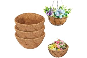 EEEKit 3PCS 12 Inch Round Hanging Basket Liners, Natural Coco Fiber Liners Coconut Replacement Liner Trough for Garden Flower and Plant Pots