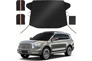 LAMITOCS Car Windscreen Cover for Winter,600D Oxford Cloth Car Windshield Cover for Ice and Snow with Rearview Mirror Cover,Frost Cover Ice Snow Shield (68x47 inch)