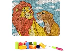 ROCKY&CHAO Kit Tapis au Point noué its de Crochet de Verrouillage for Adultes Débutants Bricolage Cadeaux faits à la main Point de croix Kit créatif 50cm x 38cm(Simba)