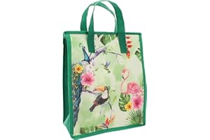 MIK funshopping Tragbare Kühltasche mit tropischem Print, Faltbare Isolierte Lunchtasche, Ideal für Picknick, Strand, Camping und Tagesausflüge, 32x27x13cm.