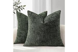 YCOLL Örngott i set om 2, 40x40, mjukt chenilletyg, kuddfodral i mörkgrönt, dekorativa örngott för soffa och vardagsrum, örng