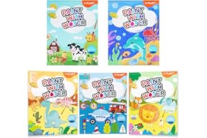 YPLUS Paint with Water Books for Toddlers, Watercolor Painting Paper for Kids Ages 1-3, 2-4, Art Craft Gift for Drawing with Brush (5 Themes)