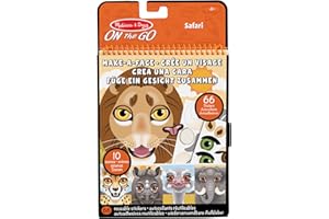 Melissa & Doug Bloc d'autocollants - Crée Un Visage, Animaux du safari (10 scènes, 66 autocollants), Livres d'activités, Loisirs créatifs pour filles et garçons de 3 4 5 6 7 ans