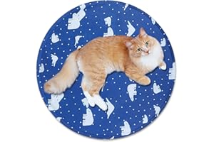 IDOGCHEW Alfombrilla de refrigeración para gatos, redonda, 47 x 47 cm, no tóxica, de gel autoenfriable, para gatos, perros pequeños, mascotas, almohadilla de refrigeración duradera e impermeable para