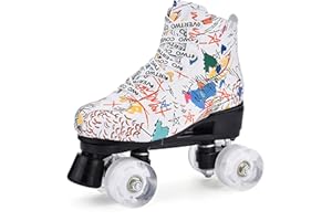 YUDOXN Les Nouveaux Patins à roulettes urbains, Patinage à Quatre Roues, Taille à Double rangée, Adultes, Adolescents, Beau Motif (37-44 Verges)
