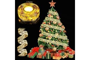 Lekki łańcuch choinkowy LED, wstążka choinkowa RosyFate 5M, brokatowa wstążka, ozdoba choinkowa LED, świąteczny lekki łańcuch, lampki choinkowe na zewnątrz i wewnątrz