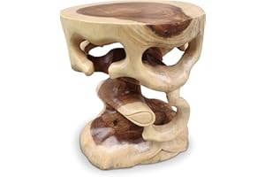 Kinaree Suar Beistelltisch Bonsai - 40cm Blumenhocker - Suar Holz Hocker in 2 Varianten