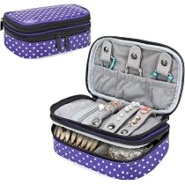 Schmucketui Reise-Organizer – Lila, Mit Fächern Für Halsketten, Ohrringe, Ringe, 16,5x11,5x3,8 Cm