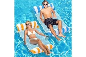 CHAOHUA Pack of 2 Air Mattress Pool, Air Mattress Water, Water Hammock with Air Pump, 4-in-1 Lounge Chair Pool Lounge Hammock Water Inflatable Hammock for Adults and Children