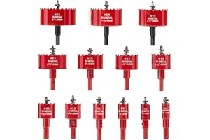 LAUYEBOHO Universal Lochsäge Set,13tlg Lochsägen Set,Lochkreissäge mit 13 Ø16mm-76mm Lochsäge,Schnellarbeitsstahl M42,Ideal für die Verwendung auf Weichholz, Gipskarton, PVC und Kunststoffplatten