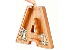 Bemaystar Wooden Letter-Money-Box for Kids, Piggy-Bank Initial Letters, Kids Money Box Coin Bank, Birthday Gift
