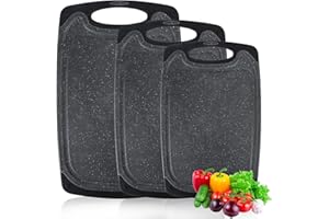 Jognee Zestaw do krojenia premium, 3-częściowy zestaw desek do krojenia mięsa, warzyw i owoców, deski kuchenne z antypoślizgowymi nóżkami i głębokim sokiem kapiącym, nie zawiera BPA, można myć