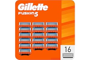Gillette Fusion5 Recharges De Lames De Rasoir Pour Homme, 16 Recharges De Lames, Avec Cinq Lames Anti-Friction Pour Un Rasage De Près