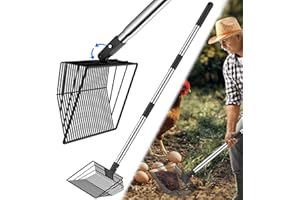 MENGBEI Hühnerkotschaufel, Chicken Poop Scooper, Einstellbare Hühnerschaufel für die Reinigung, Hühnerstall Reinigungswerkzeuge, Siebschaufel für Hühnerstall Trennung (S)