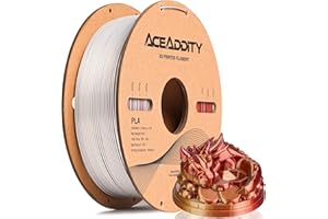 Aceaddity Filamento PLA Sedoso Mágico para Impresora 3D, Tri-Extrusión Multicolor 1.75mm Filamento PLA para Impresión 3D, PLA Coextruido Brillante Sedoso, 1kg/2.2lbs (Oro-Plata-Cobre)