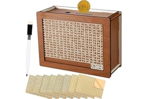 NYZQIW Spardose aus Holz,Retro Sparbüchse Aufbewahrungsbox,Sparbox mit Zahlen Ankreuzen,Wiederverwendbare Spardose,Geld Sparen,Hilft Erwachsene und Kindern Die Gewohnheit Zum Sparen