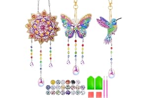 OdiuK Geschenk Mädchen 6 7 8 9 10 11 Jahre Spielzeug, 5D Diamond Painting Kinder Windspiele Kristalle Doppelseitige Sonnenfänger, Aufhängen Windspie Set für Geburtstagsgeschenk Fensterdeko