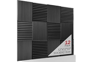 Kuchoow Aislante Acustico, Negro Espuma Acustica, 12 Piezas Paneles Absorbentes Acusticos para Podcasting, Estudios de Grabación, Oficinas