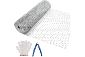 AZKEEGREY 0,4m x 10m Grillage à Poule de Ferme Maille Hexagonal,Grillage Hexagonal galvanisé à Chaud pour clôture de Jardin,Clôture Résistant Poulailler Jardin pour Élevage Volaille