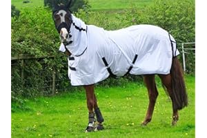 TURNERS Turner Cool White Fly Rug for Horse / Pony / Shetland - Lightweight Full Neck Combo - 4'6"