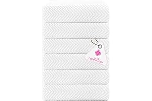Casa Copenhagen Wave Textured, Juego de Toallas pequeño de baño de 6 Piezas - Blanco, 550GSM, Juego de Regalo de Toallas de algodón para Uso rudo y Resistente para baño