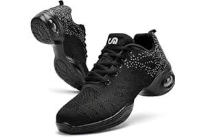 Tlone Dance Shoes for Women Jazz Shoes Women Dance Sneakers Breathable Air Cushion Split Sole Walking Dance Shoes Platform Shoe