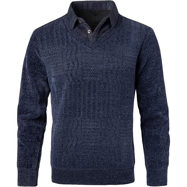 Casual Estivo Uomo Solido Colore Largo Scollo A V Manica Lunga Pullover Maglia - 8