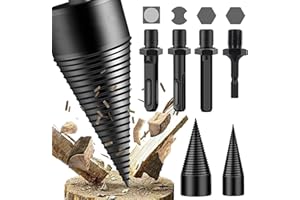 FGXY Set Di 2 Spaccalegna a Vite Coniche Con 4 Manici, Cono Spaccalegna,42 Mm + 32 Mm, Trapano Per Legno Da Taglio Domestico, Per Martelli Elettrici e Trapani Ad Impatto