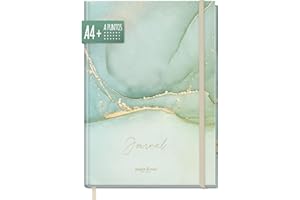 HÄFFT paper&you® Dotted Journal A4+ con banda elástica "Soft Green" 156 páginas, cuaderno de notas con puntos, diario - sostenible & respetuoso con el clima