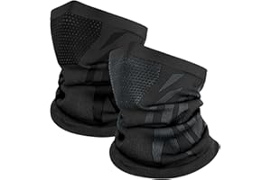 Kiiwah 2 Pièces Cache Cou pour Homme et Femme, Elastique Tour de Cou Coupe-Vent et Respirant Snood à Séchage Rapide pour Moto, Cyclisme, Ski, Randonnée, Course à Pied