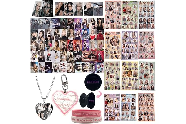 Tulufanskrr BP Accessoire, Black Merchandise Coffret Cadeau, Ensemble cadeau pink pour Blink Fans de BP, Personal Blacpink Coffret Cadeau, Carte Photo K-Pop Kit d'articles de fan