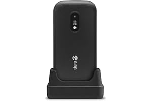 Doro 6040 Unlocked 2G Dual SIM Clamshell Big Button Mobile Phone for Seniors with 2.8" Screen, GPS Localisation and Cradle Included (Black) [UK and Irish Version]