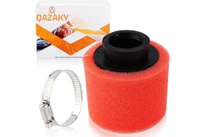 QAZAKY 38mm 39mm 40mm 1.5inch Red Double Foam Pod Performance Air Filter Cleaner 50cc -70cc 90cc 110cc 125cc 150cc GY6 Motorcycle ATV Scooter Quad Go Kart Moped Pit Dirt Bike Kawasaki Yamaha Suzuki