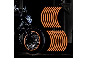 TOMALL 17" Reflective Wheel Rim Stripe Decal for Motorcycle Wheels Car Cycling Bike Bicycle Night Reflective Safety Decoration Stripe Universal Rim Reflective Stickers (Orange)