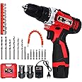 JPT Heavy Duty 12-volt Pro Series Cordless Drill Machine | 45N.m Torque | 1950 RPM Speed | 25+1 Clutch | 2 Speed Gearbox | 3/8" Keyless Chuck | 1500mAh Battery | Fast Charger, ?600 Watts, Red