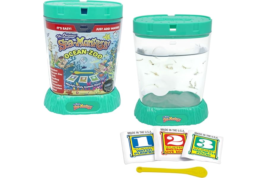 The Original Sea Monkeys - Ocean Zoo - Grow Your Own Pets Science Kit- Includes Eggs, Food, and Water Purifier, Color May Vary