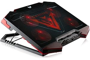 SK GAMES SKGAMES podkładka chłodząca do notebooka, laptopa, dla graczy, do 12-17 cali, 5 wentylatorów LED, 6-stopniowa regulacja wysokości, czarna