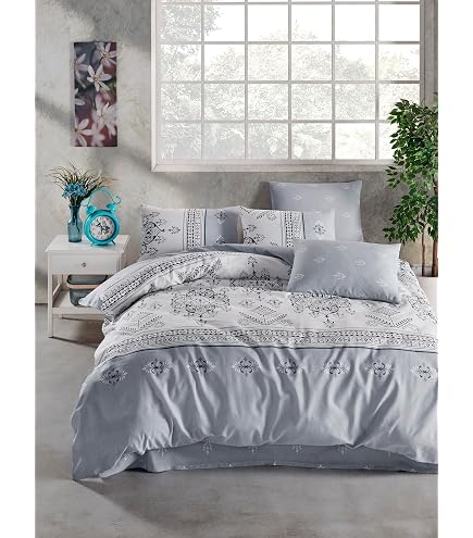 Set Copripiumino Matrimoniale Cotone Ida - Lavorato In Italia, Misure 250x200 Cm, Con Doppia Patella E 2 Federe