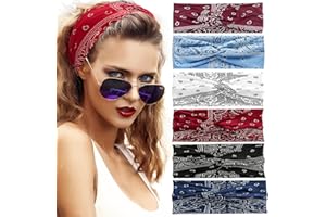 YOLONCE 6 Pezzi Fascia per Capelli Donna,Capelli Donna Stampa Accessori, Elastiche Vintage Style, Boho Fasce Elastiche Accessori per yoga, sport, multicolore.