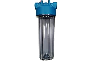 Water Filter Man Ltd. Carcasa de filtro de agua de 25,4 cm (10 pulgadas), puertos de latón BSP de 1,9 cm (3/4 pulgadas) con PRV, estándar (cuenco transparente)