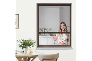 jarolift 4 en 1 Zanzara Mosquitera Enrollable para Ventana Marco de Aluminio Robusto Tejido de Fibra de Vidrio, 100 x 160 cm (Ancho x Alto), Color Marrón