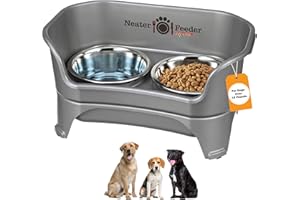 Neater Feeder Express Elevated Dog Bowls by Neater Pet Brands – Dog Bowls with Stand - Stainless Steel Food and Water Raised Bowl Set for Medium to Large Dogs, Gunmetal