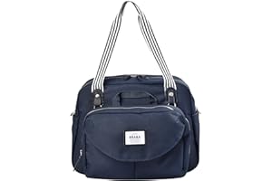 BÉABA, Sac à Langer Genève II, Modulable, Grande contenance, Rangements multiples, Pochette avant amovible, Matelas à langer, Pochette repas isotherme, Système attache poussettes, Bleu Marine