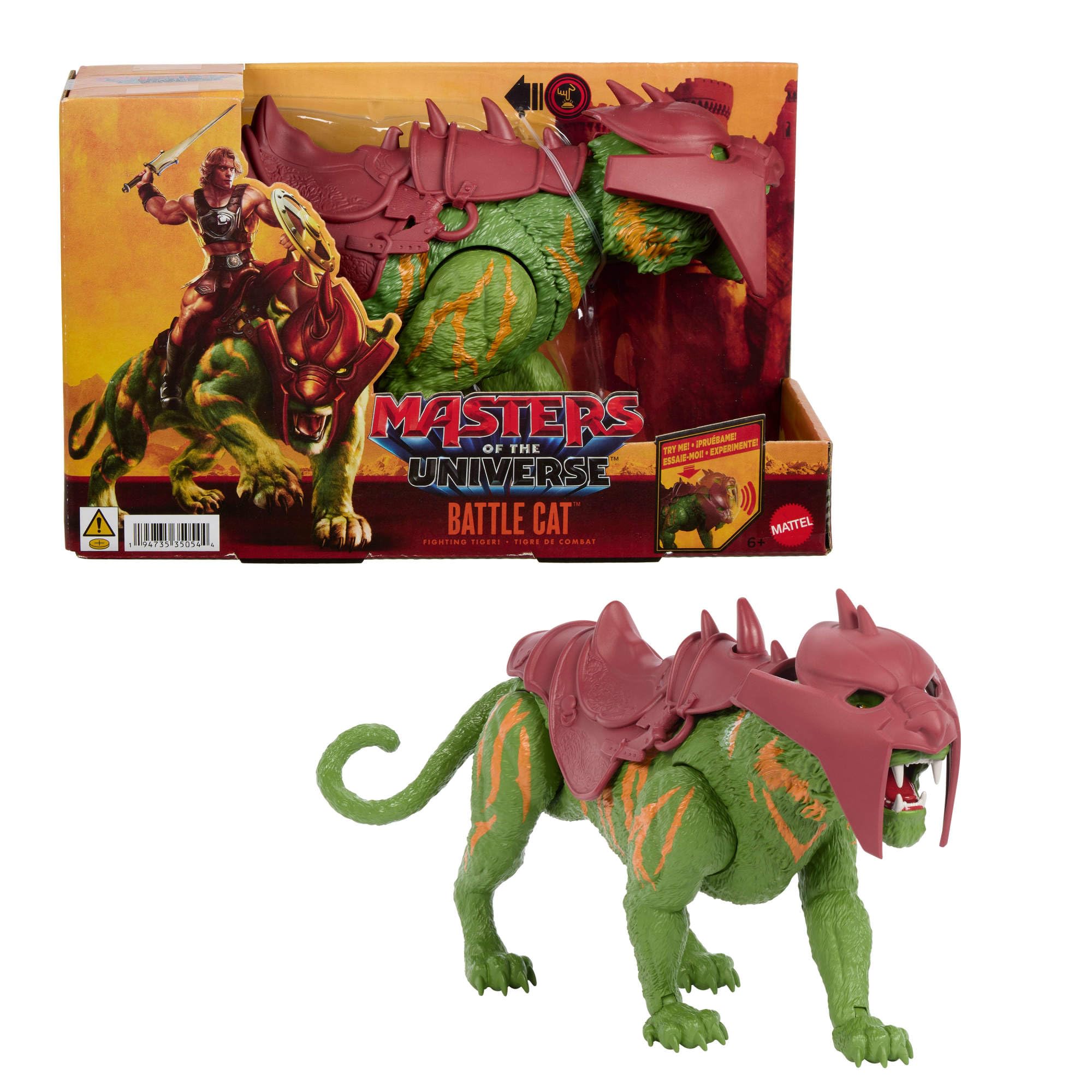 Masters of the Universe Film 2026 Battle Cat Figur mit Beißaction und fünf verschiedenen Brüllfunktionen, ca. 14 cm große Tigerkreatur mit Rüstung, JKJ04 - 1