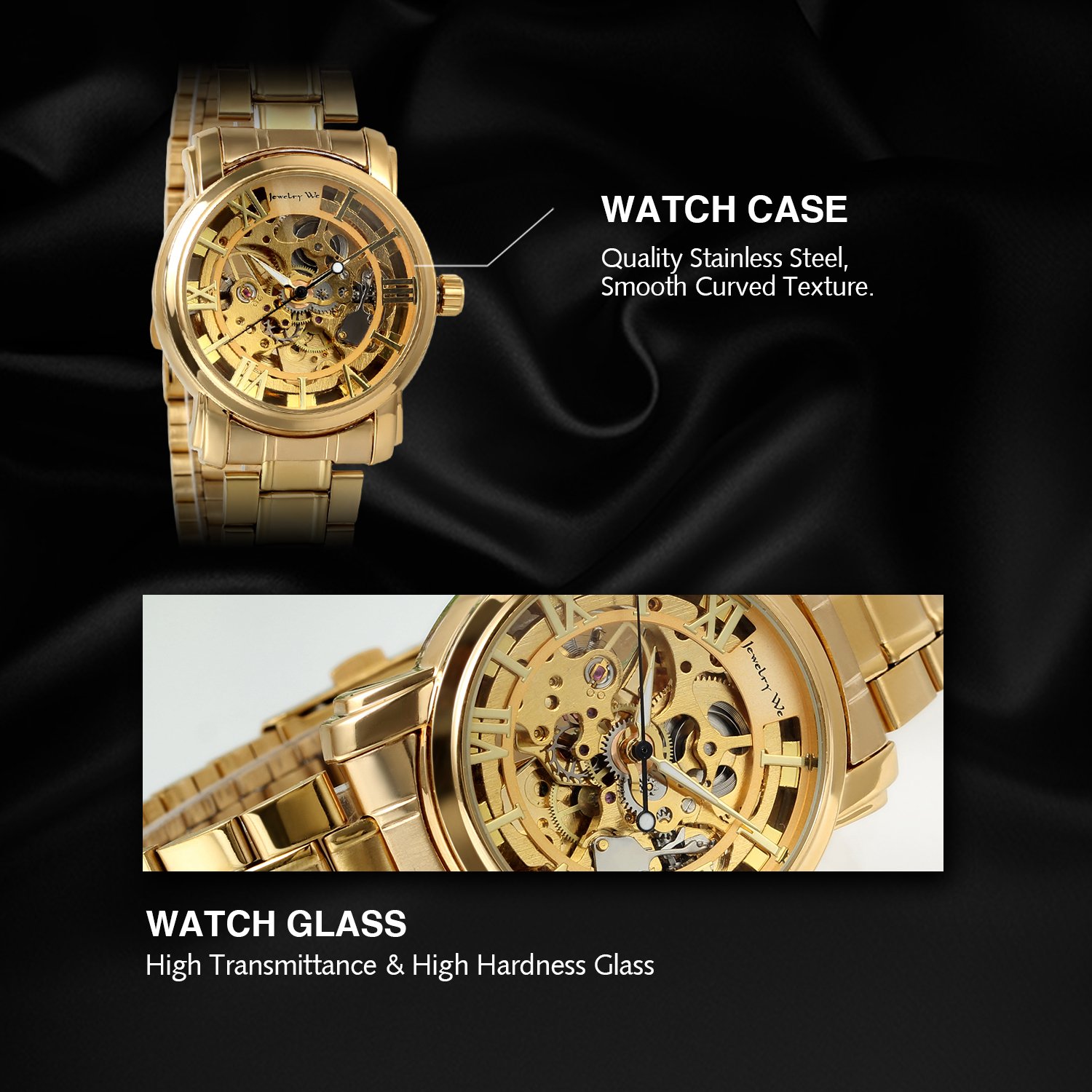 Avaner Reloj Oro Dorado de Esfera Transparente Reloj de Caballero Mecánico  Esqueleto, Hombre Reloj de Correa de Acero… - DE RELOJES