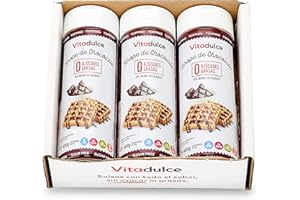 Sirop au chocolat sans sucres ajoutés, Topping au chocolat, sirop faible en calories 400 gr. Lot de 3 - Vitadulce.
