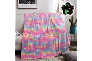 ‎PQCXXA PQCXXA Überwurfdecke für Kinder, leuchtet im Dunkeln, rosa Regenbogenfarben, leuchtende Decke, weiche Flanelldecke für Jungen und Mädchen, Kleinkinderdecke für Couch, Bett (C, 150 x 200 cm)
